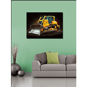 Kanvas Tablo Sarı İş Makinesi Çizimi 50x70 cm