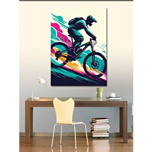 Kanvas Tablo Neon Bisikletçi 100x140 cm