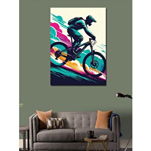 Kanvas Tablo Neon Bisikletçi 100x140 cm
