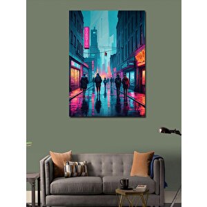 Kanvas Tablo Yağmurda Sokak Işıkları 100x140 cm