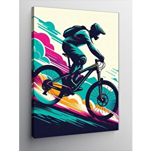 Kanvas Tablo Neon Bisikletçi 50x70 cm