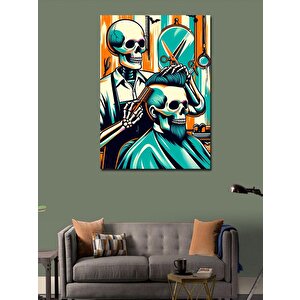 Kanvas Tablo Neon Berber İskelet 100x140 cm