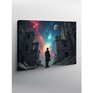 Kanvas Tablo Yıldızlı Gece Gezgin Figürü 50x70 cm