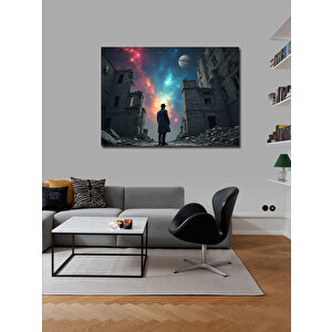 Kanvas Tablo Yıldızlı Gece Gezgin Figürü 50x70 cm