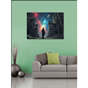 Kanvas Tablo Yıldızlı Gece Gezgin Figürü 50x70 cm