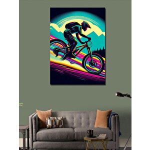 Kanvas Tablo Neon Bisikletçi 100x140 cm