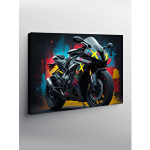 Kanvas Tablo Neon Işıklı Motosiklet 70x100 cm
