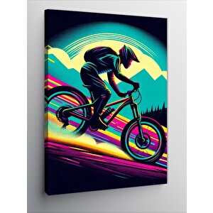 Kanvas Tablo Neon Bisikletçi 70x100 cm