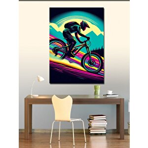 Kanvas Tablo Neon Bisikletçi 70x100 cm