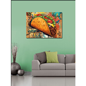 Kanvas Tablo Renkli Taco İllüstrasyonu 50x70 cm