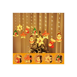 3 Metre Gün Işiği Salkim Led Işik Noel Baba Çam Ağaci Kar Tanesi̇ Çorap Yildiz Kardan Adam Fi̇rgürlü