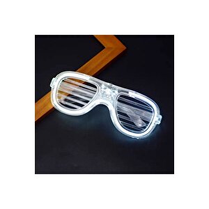 Chri̇stmas Whi̇te Led Li̇ght Party Glasses Beyaz Led Işikli Gözlük Yilbaşi Parti̇ Gözlüğü Panjur Gözlük