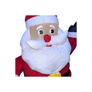 Vip Deluxe 120 Cm Led Işikli Motorlu Dev Şi̇şme Noel Baba 120 Cm Işikli Peluş Dokulu Yilbaşi Dekoru