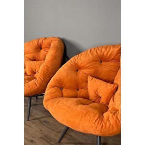 Luxury Çok Fonksiyonlu 2'li Berjer Koltuk & Yatak Olabilen Minder | Şık, Pratik, Modern, Konforlu Turuncu