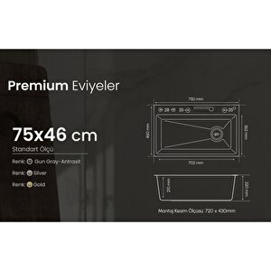 Gl General Glpr 7546 Dijital Premium Gold Akıllı Şelale Eviye 75x45