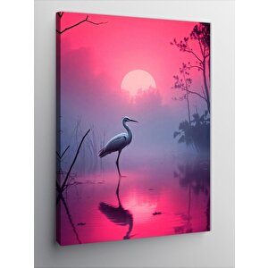 Kanvas Tablo Pembe Gün Batımında Turnalar 100x140 cm
