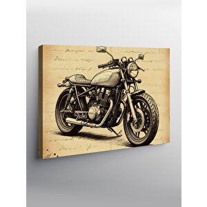 Kanvas Tablo Vintage Motosiklet Portresi 100x140 cm