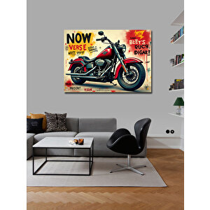 Kanvas Tablo Retro Motosiklet Posteri 100x140 cm