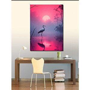 Kanvas Tablo Pembe Gün Batımında Turnalar 70x100 cm