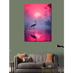 Kanvas Tablo Pembe Gün Batımında Turnalar 70x100 cm