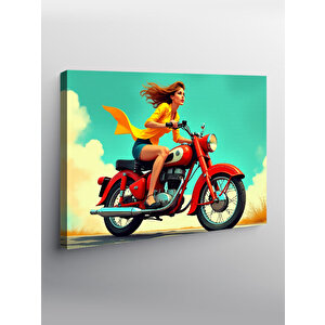 Kanvas Tablo Kırmızı Retro Motosiklet 50x70 cm