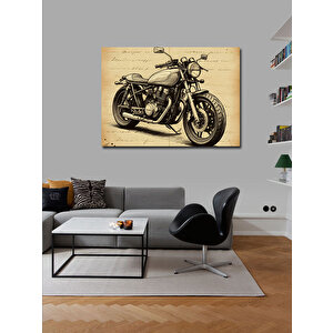 Kanvas Tablo Vintage Motosiklet Portresi 70x100 cm