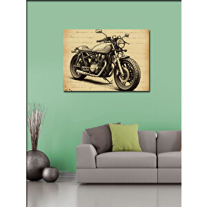 Kanvas Tablo Vintage Motosiklet Portresi 70x100 cm
