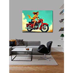 Kanvas Tablo Kırmızı Retro Motosiklet 70x100 cm