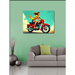 Kanvas Tablo Kırmızı Retro Motosiklet 70x100 cm