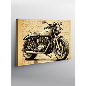 Kanvas Tablo Nostaljik Motosiklet Çizimi