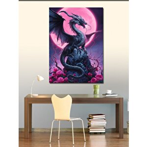 Kanvas Tablo Ejderha Ve Pembe Göz 100x140 cm