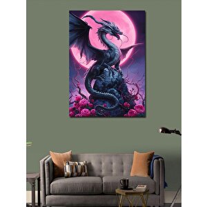 Kanvas Tablo Ejderha Ve Pembe Göz 100x140 cm