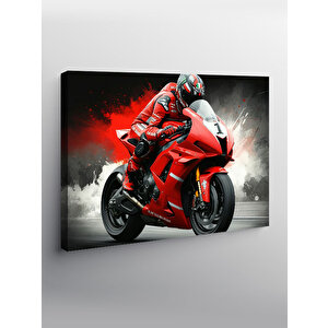 Kanvas Tablo Kırmızı Yarış Motosikleti 50x70 cm