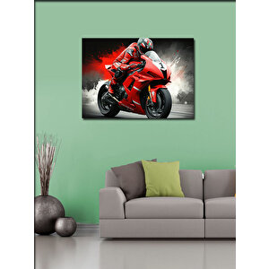Kanvas Tablo Kırmızı Yarış Motosikleti 50x70 cm