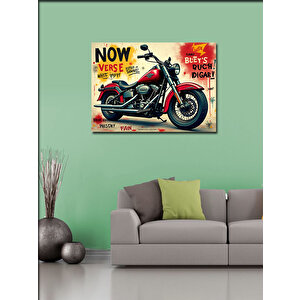 Kanvas Tablo Retro Motosiklet Posteri 70x100 cm