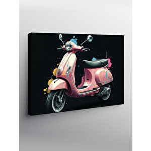 Kanvas Tablo Pembe Vespa Motosiklet 50x70 cm