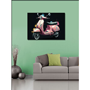 Kanvas Tablo Pembe Vespa Motosiklet 50x70 cm
