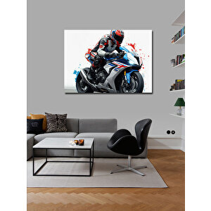 Kanvas Tablo Yarış Motosikleti Hız Çizimi 100x140 cm