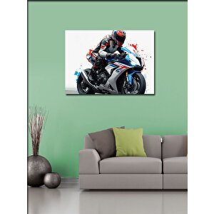 Kanvas Tablo Yarış Motosikleti Hız Çizimi 100x140 cm