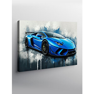Kanvas Tablo Mavi Lamborghini Çizimi 70x100 cm