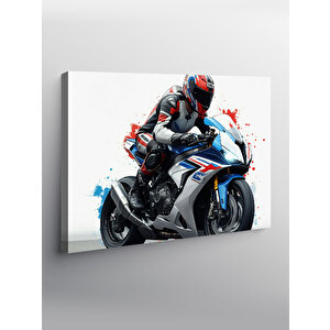Kanvas Tablo Yarış Motosikleti Hız Çizimi 70x100 cm