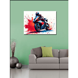 Kanvas Tablo Renkli Motosiklet Sürücüsü 70x100 cm