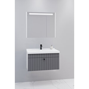 Alice 80 Cm Banyo Dolabı Npl Aynalı - Boy Dolap Hariç Antrasit