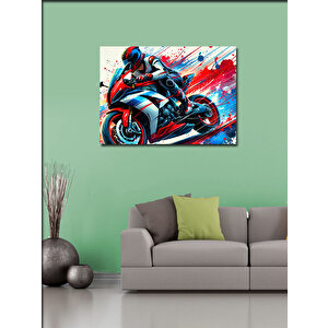 Kanvas Tablo Renkli Motosiklet Aksiyonu 100x140 cm