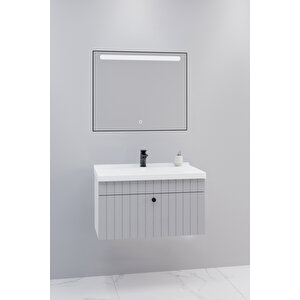 Alice 80 Cm Banyo Dolabı Lvn Aynalı - Boy Dolap Hariç Gri
