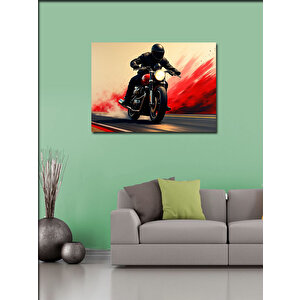 Kanvas Tablo Kırmızı Spor Motosiklet 100x140 cm