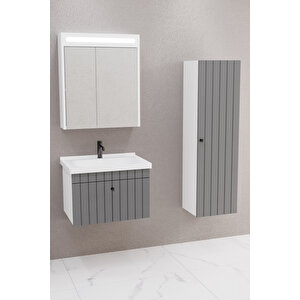 Alice 65 Cm Banyo Dolabı Npl Aynalı - Boy Dolap Dahil Antrasit