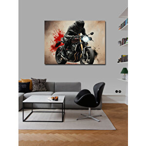 Kanvas Tablo Motosiklet Sürücüsü 100x140 cm