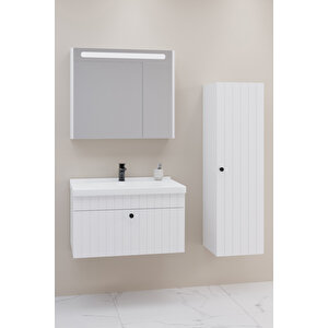 Alice 80 Cm Banyo Dolabı Npl Aynalı - Boy Dolap Dahil Beyaz