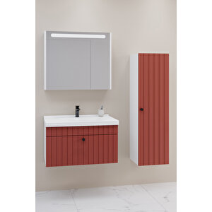 Alice 80 Cm Banyo Dolabı Npl Aynalı - Boy Dolap Dahil Kiremit